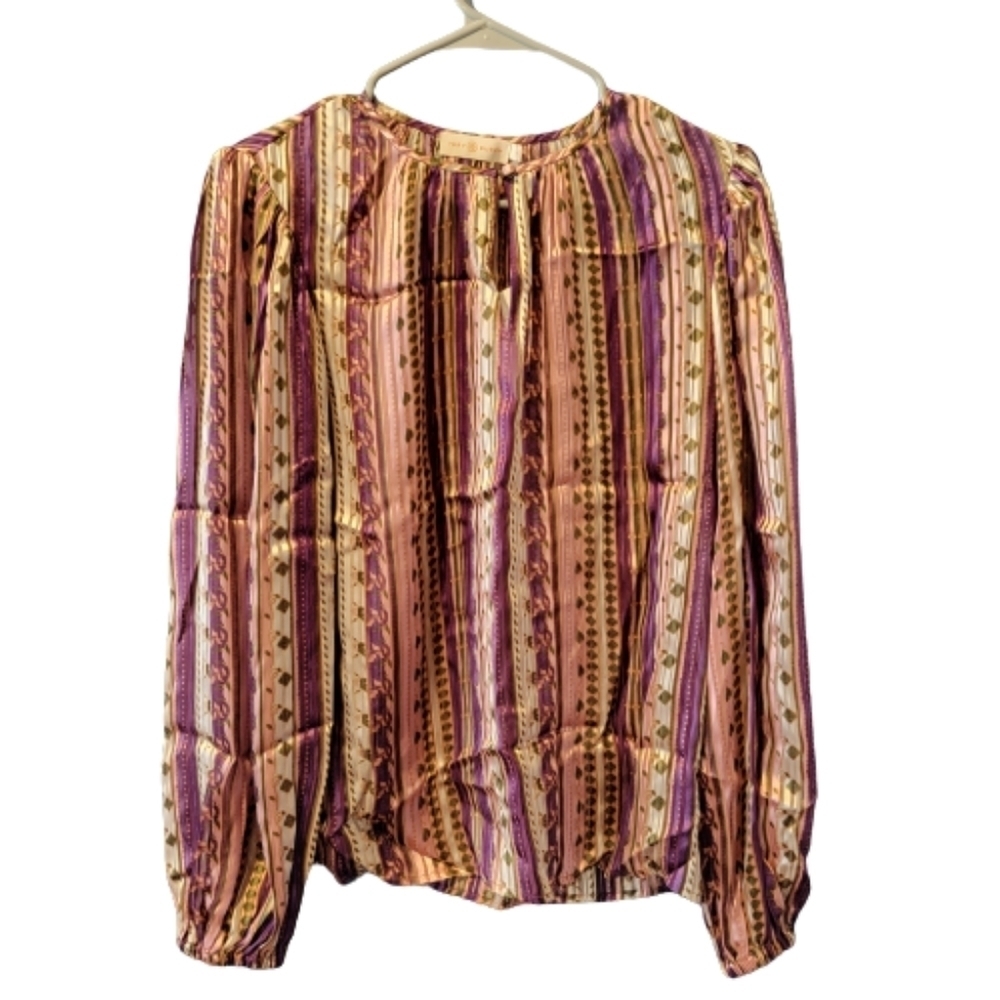 Tory Burch Satin Burnout Blouse Women's Size 4 NWT